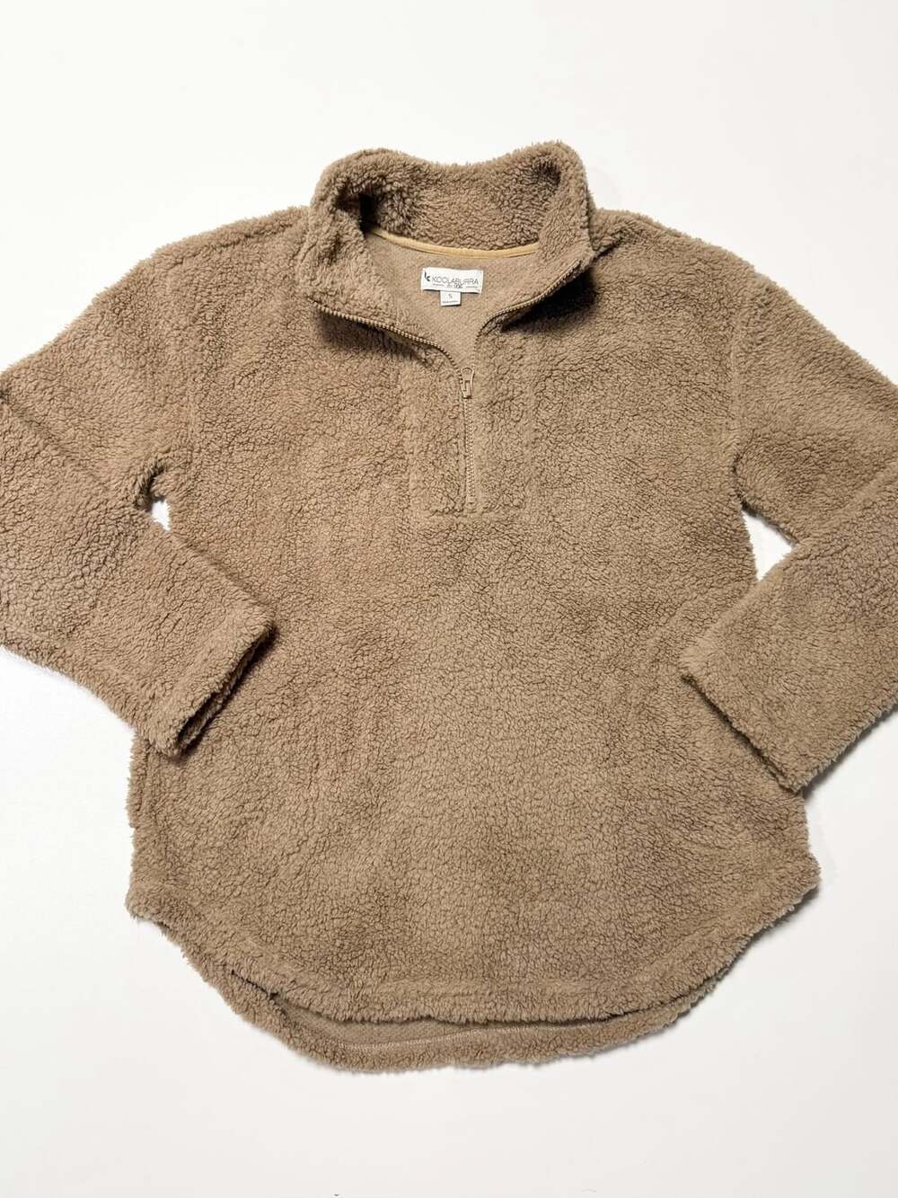 Koolaburra by UGG Womens Sherpa Quarter-Zip Pullover Size S Brown Fleece Fall Es